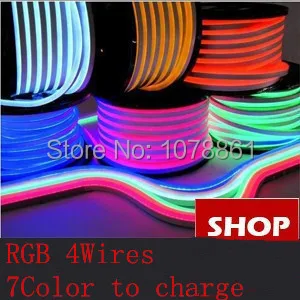 SMD5050 RGB светодиодсветодиодный Неоновая Гибкая 4 провода 7 цветов для зарядки