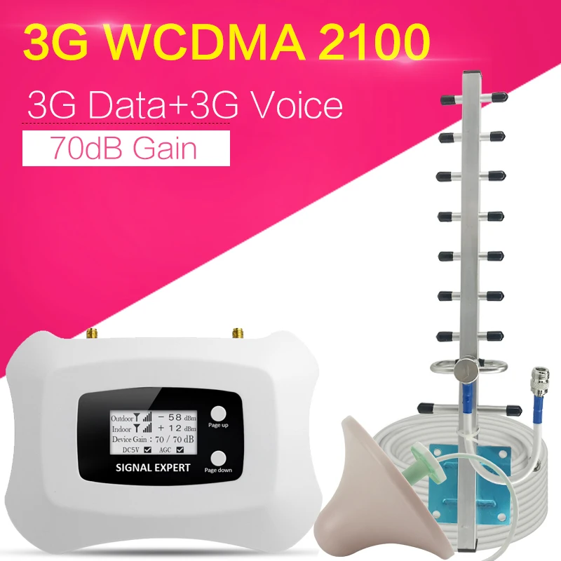 Усилитель сигнала сотового телефона Walokcon 3G WCDMA 2100 ретранслятор 1G 70 дБ усилитель с