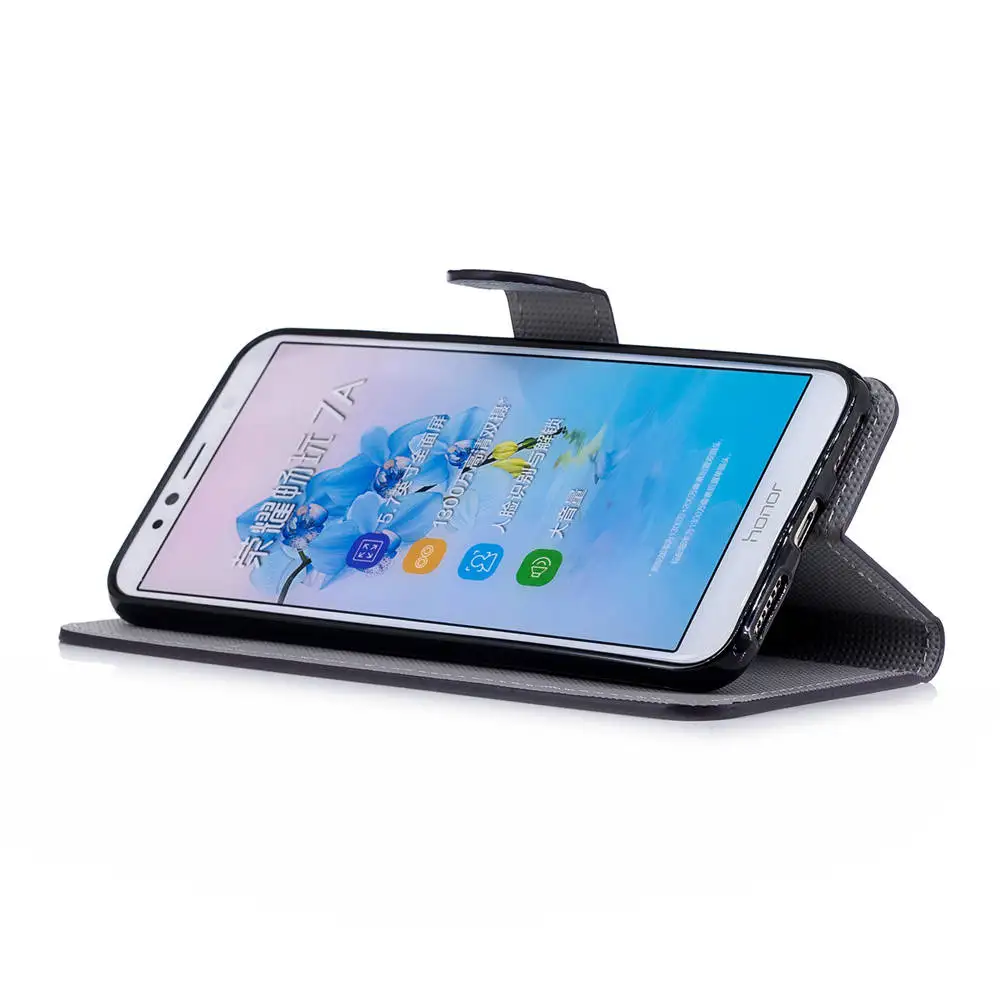 Чехол книжка с откидной крышкой для HUAWEI Y6 2018 16 ГБ 5 7 дюйма ПУ Чехлы Prime Y6Prime (2018) ATU L31