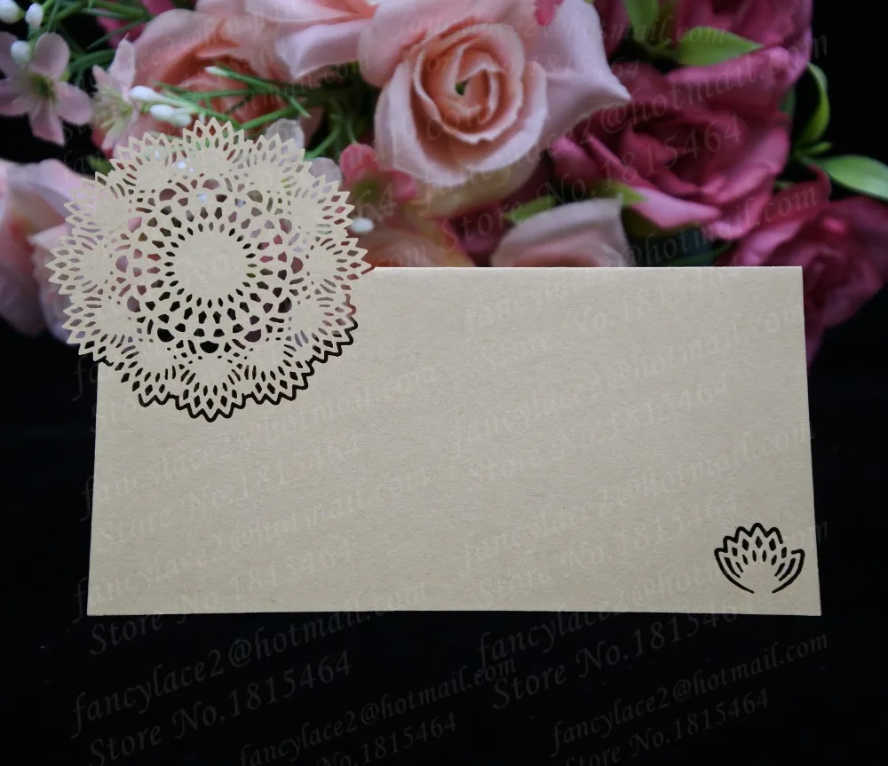 

50pcs Laser Flowers Place Name Cards Paper Wine Glass Cup Table Invitation Card Favors Wedding Party Decoration
