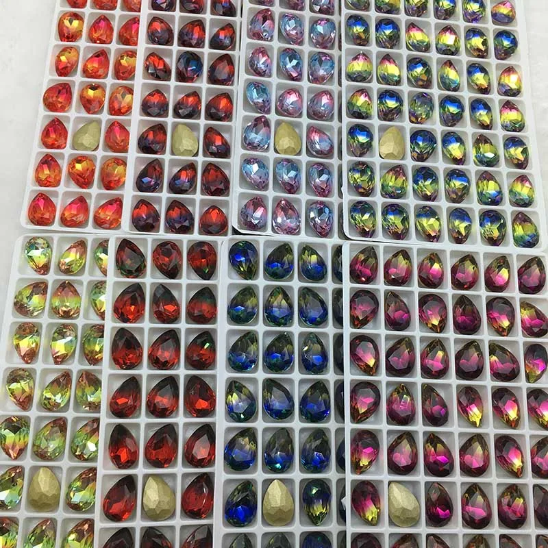 

13X18mm New Color Teardrop Crystal Tourmaline K9 Crystal Fancy Stone Gradient Tip Drill Shaped DIY Jewelry Handmade Accessories