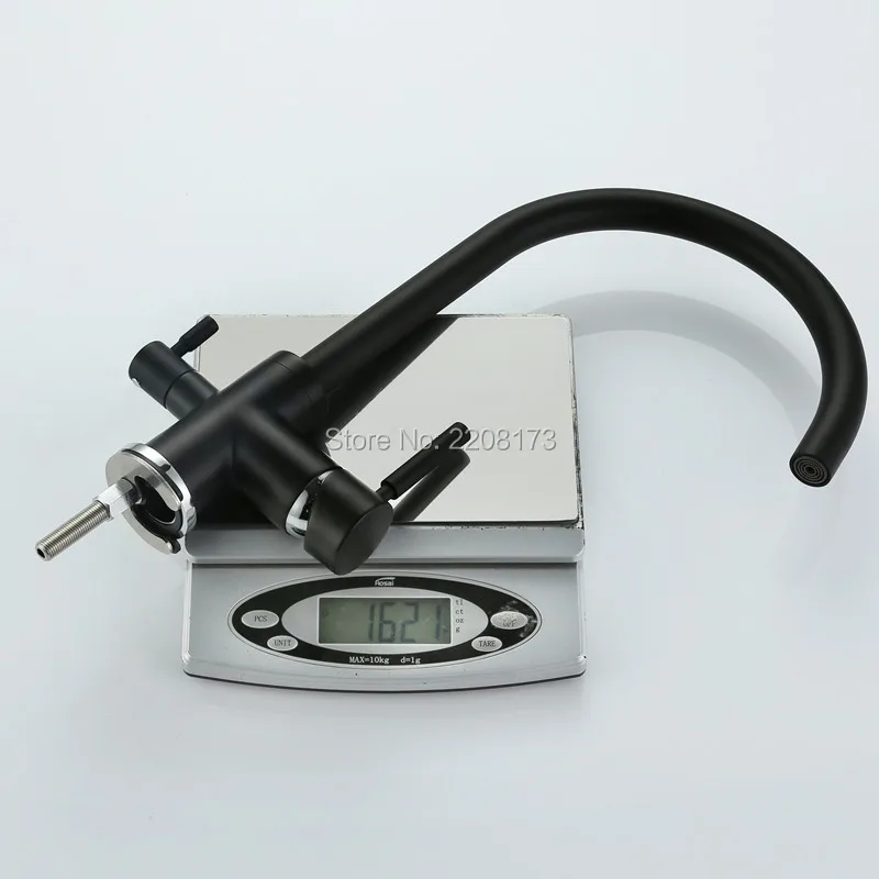 3 ходовые краны для раковины Новое поступление Роскошный Матовый Черный отвод осмоса в 1 кухонный кран