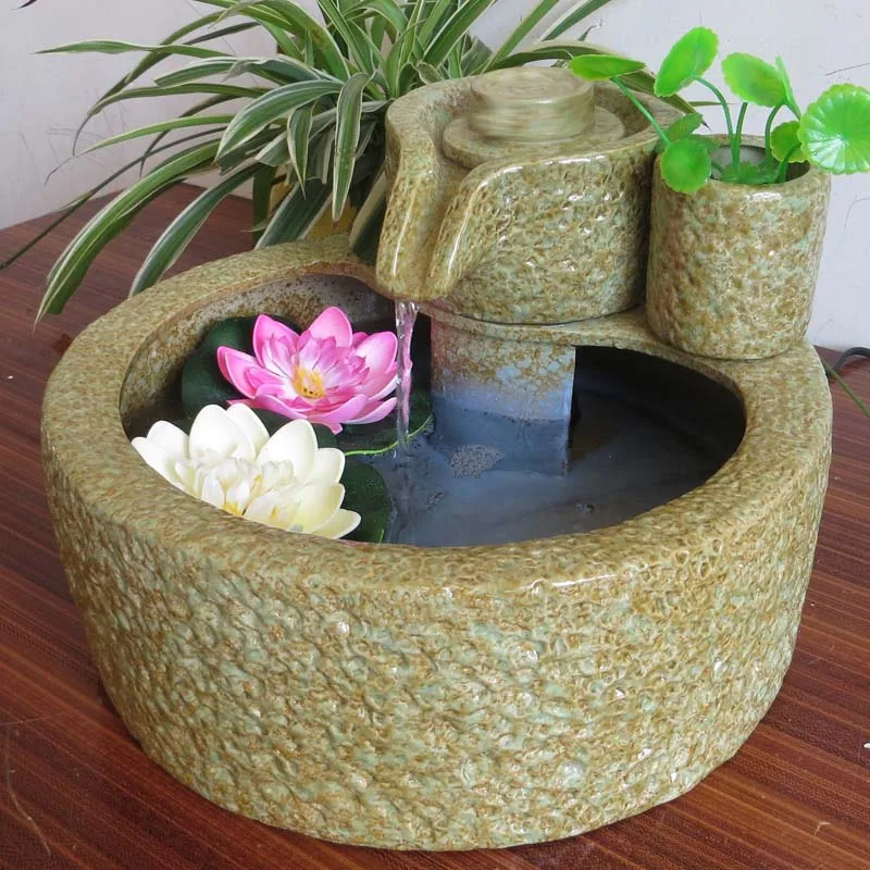 110V/220V винтажный черный Zen керамический фонтан для воды дома гостиной рабочего