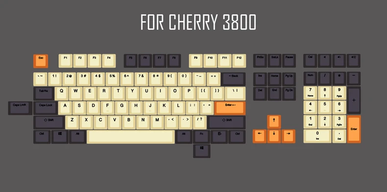 For Cherry 3800 Петля pbt doubleshot keycaps oem для механической клавиатуры серый оранжевый бежевый gh60 покер 87 tkl 104 108 ansi corsair k70 iso razer - Цвет: For Cherry 3800