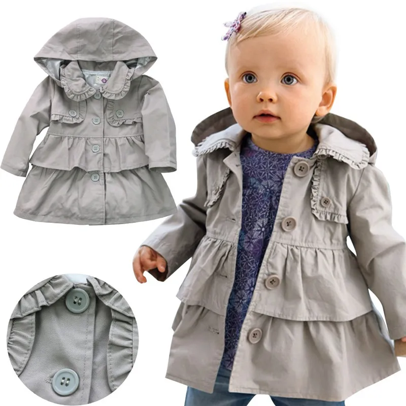 Grey Одежда для маленьких детей одежда для маленьких девочек плащ сезон осень-зима плащ-пыльник штормовка пальто с капюшоном и длинными рукавами для девочек детская верхняя одежда для детей от 6 месяцев до 5 лет - Цвет: Grey