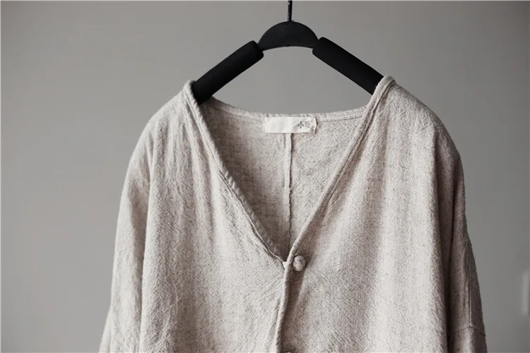 Женская свободная рубашка с длинным рукавом из хлопка и льна|designer blouse|casual blouseloose