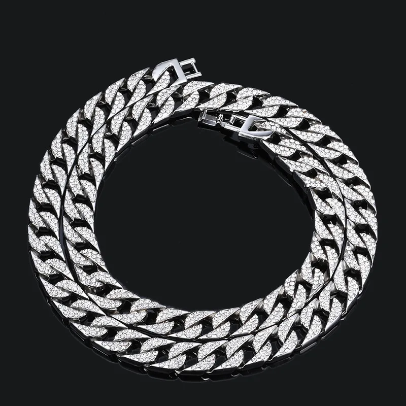 LANCHXIDY Hip Hop Men Necklace High Quality Big Gold Silver Crystal Cinnamon Chain Necklaces Cool Personality Trendy Jewelry | Украшения и