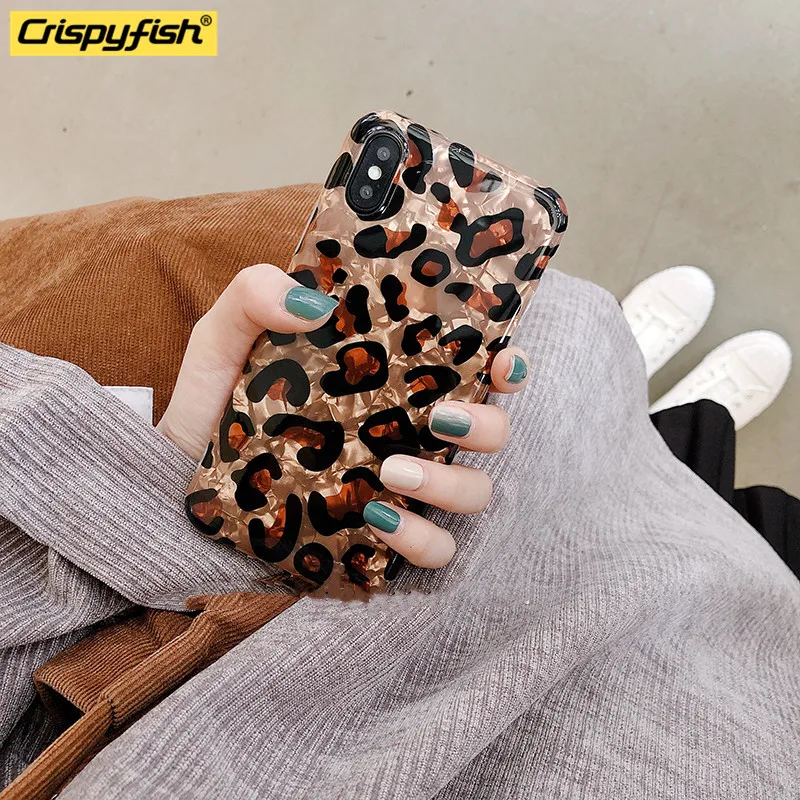 Силиконовый чехол Crispyfish с коричневым леопардовым принтом для iphone 6 6s 7 8 Plus