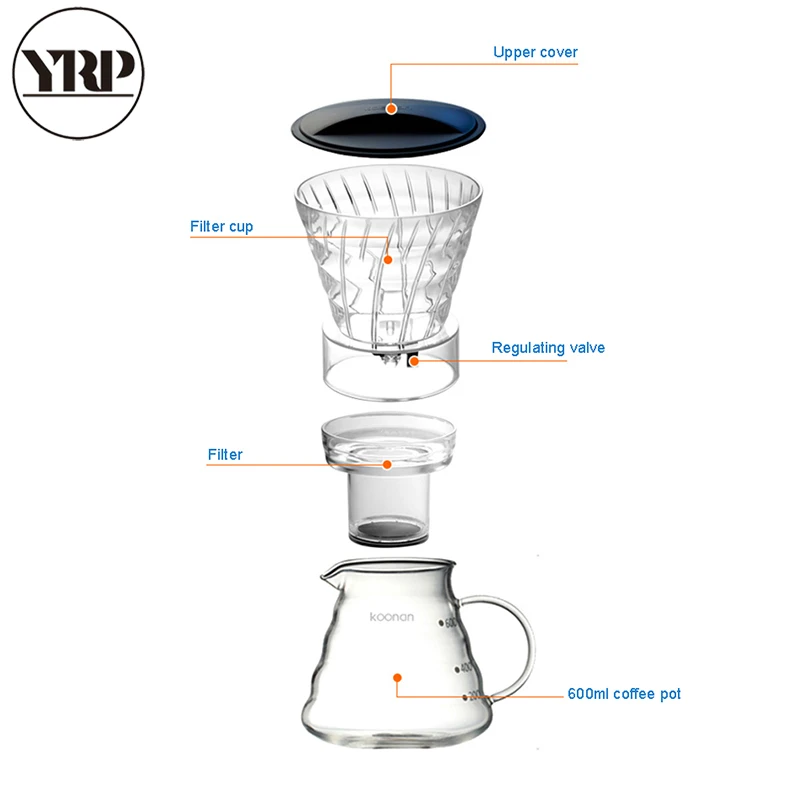 YRP800ml многоразовые зеркальные стеклянные перколяторы для кофе эспрессо кухонные