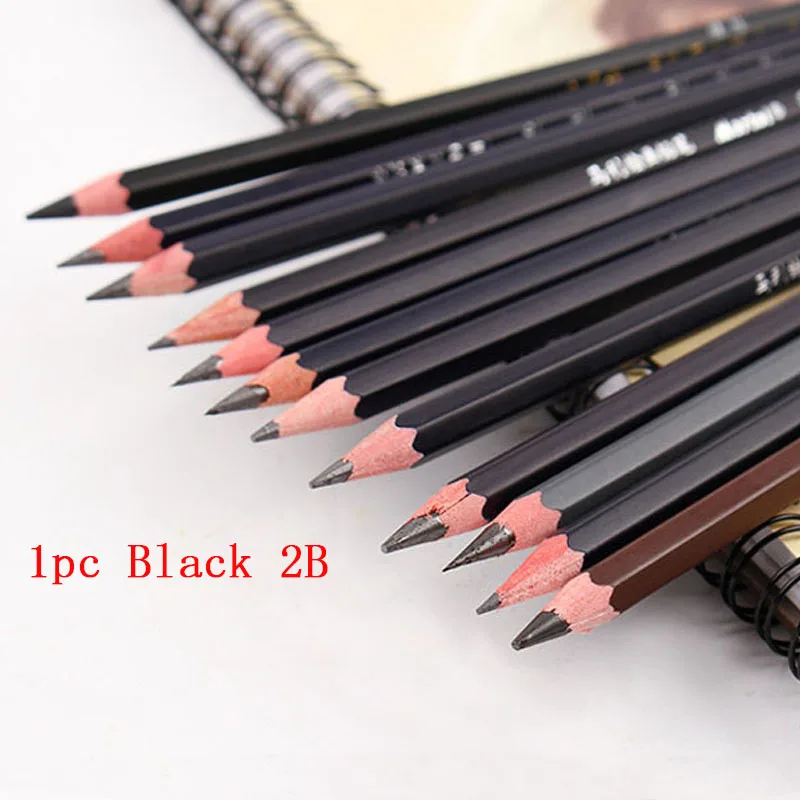Black 2B EZONE эскиз карандаш мягкий безопасный нетоксичный Стандартный коричневый/белый карандаш для рисования Профессиональный Рисование эскиз офисные школьные принадлежности - Цвет: Black 2B