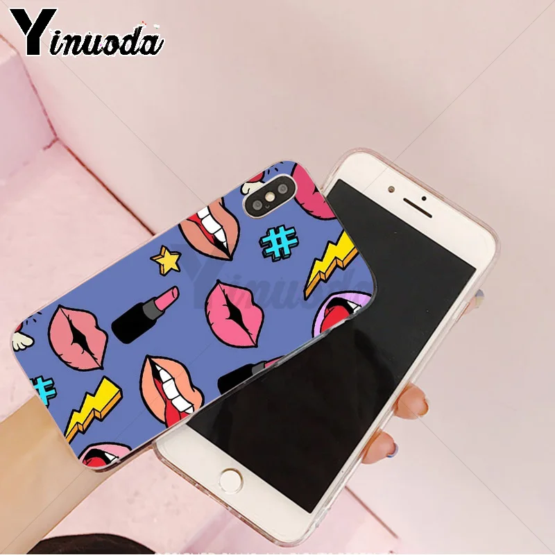 Yinuoda сексуальный чехол для телефона с принтом губ DIY Apple iPhone 8 7 6 6S Plus X XS MAX 5 5S SE XR