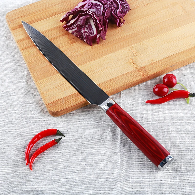 Новый клинок из дамасской стали FINDKING с цветной деревянной ручкой 8 дюймов 71 слоя