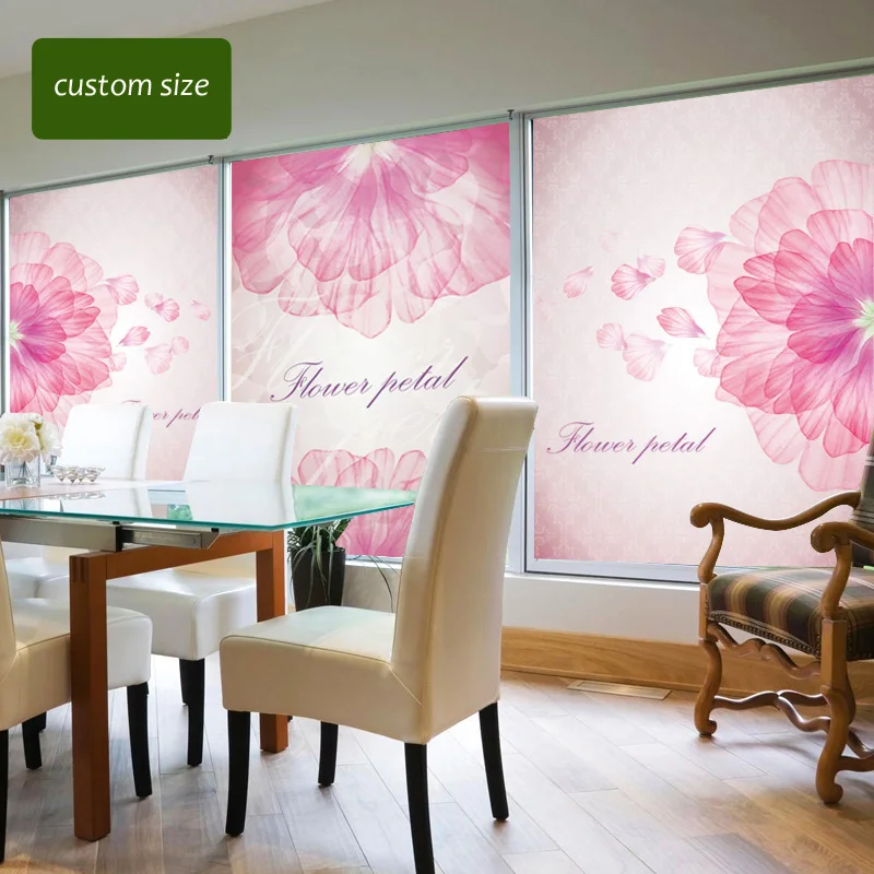 Custom Made Size Decorative Stained Glass Window Film No Glue Closet Wardrobe Stickers Static Home Decor PVC Pink Flowers KK76 | Дом и сад