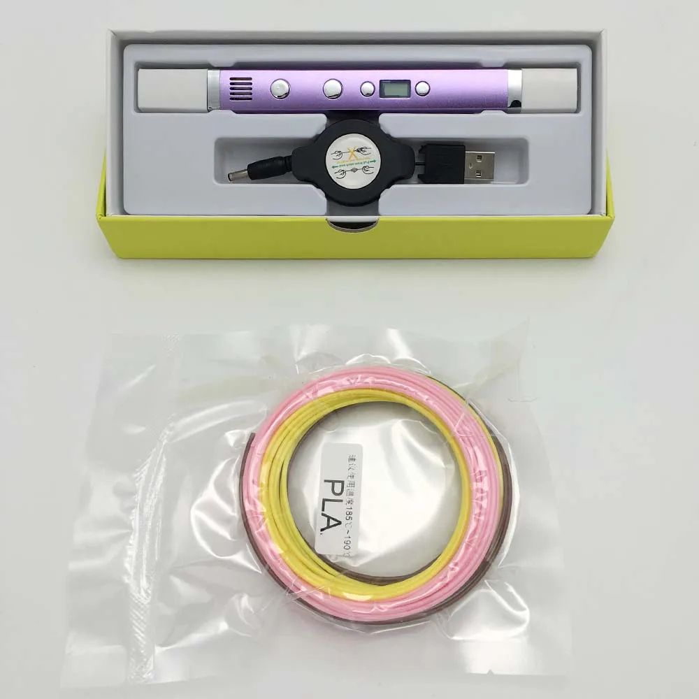 Purple Myriwell DIY 3D Ручка светодиодный экран с 1,75 мм ABS/PLA проводом поддержка мобильный источник питания детский подарок креативная игрушка подарок для детей дизайн - color: Purple