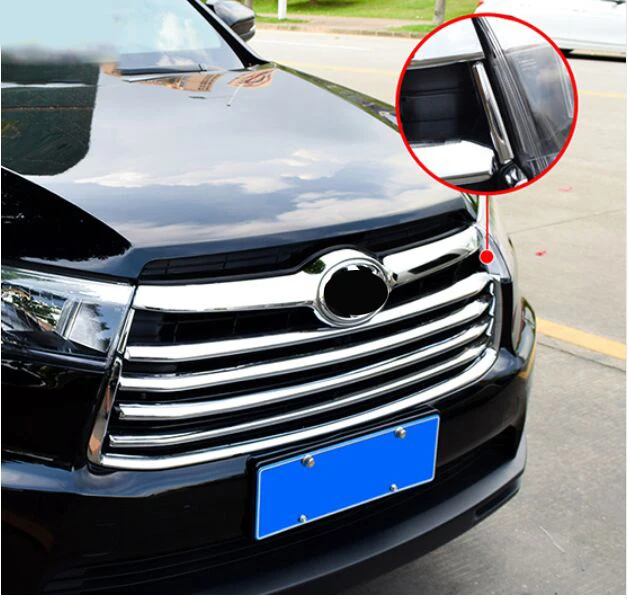 

FIT FOR toyota HIGHLANDER KLUGER CHROME FRONT MESH GRILL GRILLE COVER TRIM INSERT BUMPER BONNET GARNISH HOOD MOLDING 2014-2016