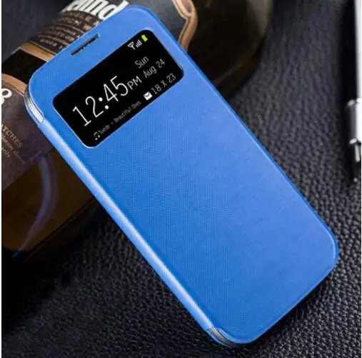 Смарт-чехол с функцией сна, кожаный флип-чехол для Samsung Galaxy S4 Mini I9190 I9192 I9195 - Цвет: Небесно-голубой