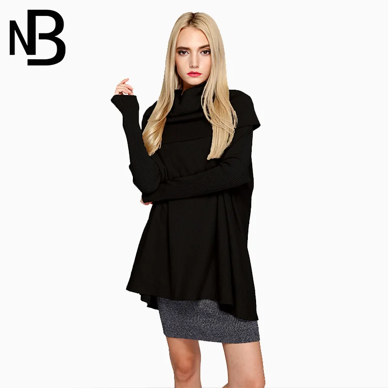 Plus Size Women Sweaters 2017 Knitting Turtleneck Cotton Solid Batwing Female Casual Basic Fashion Winter Loose Pullover A959 | Женская