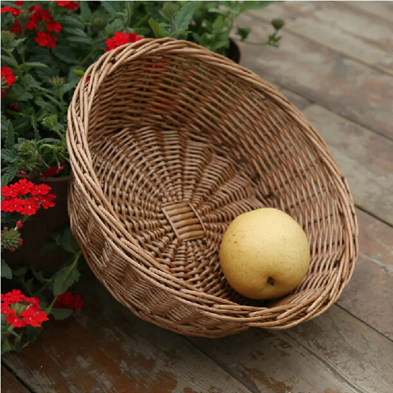 Плетеная натуральная здоровая плетеная корзина для фруктов Бытовая