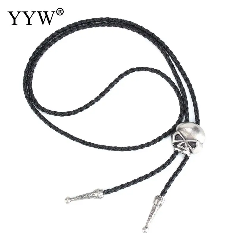 Punk cool Zinc Alloy Sweater Necklace with Nylon Cord Skull men/women necklaces pendants adjustable choker | Украшения и
