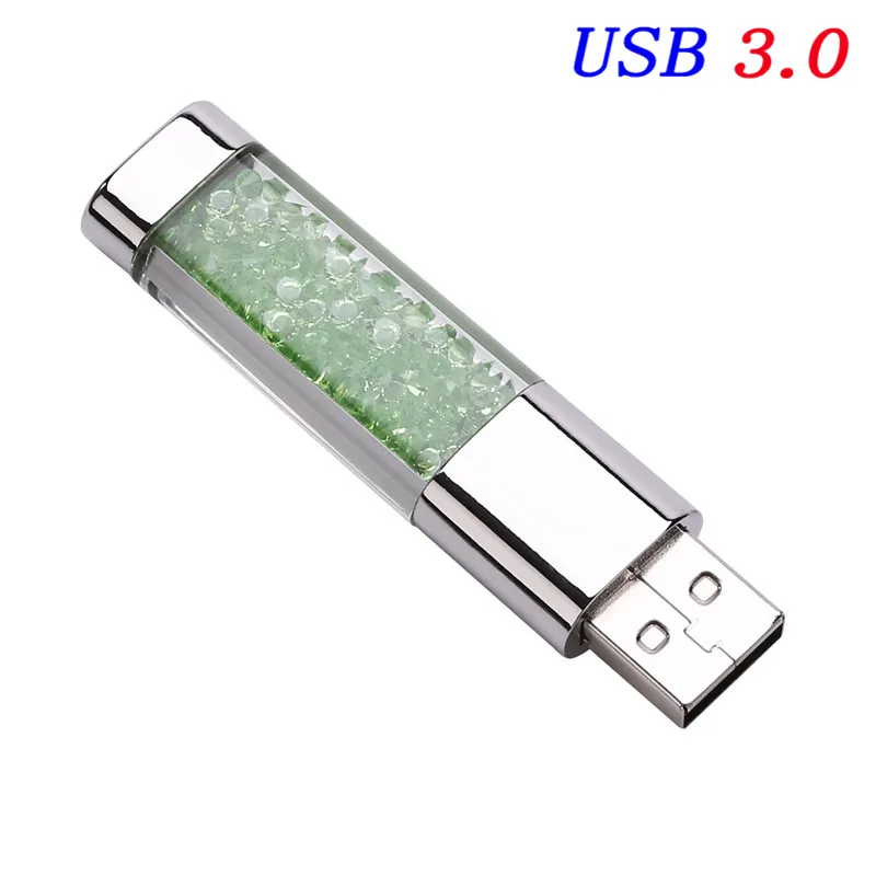JASTER USB 3,0 модный Кристальный подарок USB флеш-накопитель прозрачный флеш-накопитель 4 ГБ 16 ГБ 32 ГБ 64 Гб карта памяти usb U диск логотип клиента - Цвет: Greed