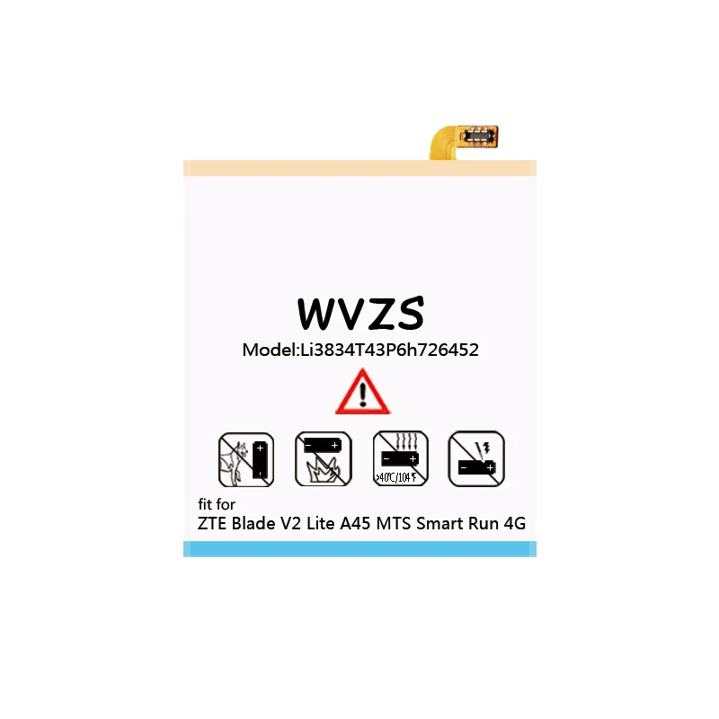 Wvzs 4000 мАч литий-полимерный аккумулятор Батарея Li3834T43P6h726452 для МТС Smart Run 4G/zte лезвие