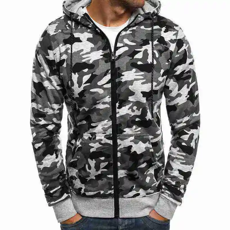Laamei модные Для мужчин с длинными рукавами капюшоном CamouflageJacket плюс бархат Бейсбол