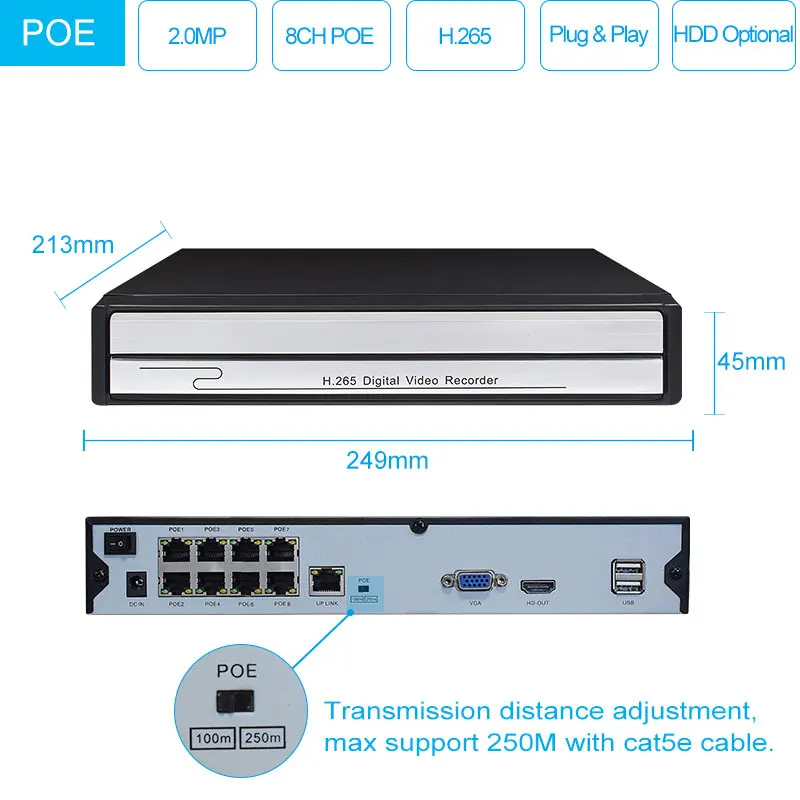 Система видеонаблюдения Keeper 8 каналов 1080P HDMI POE NVR 2 МП|Система наблюдения| |