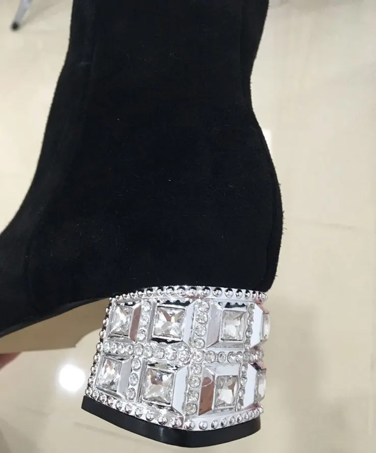 Zapatos De Mujer женские новые Модные Замшевые полусапожки с острым носком на высоком