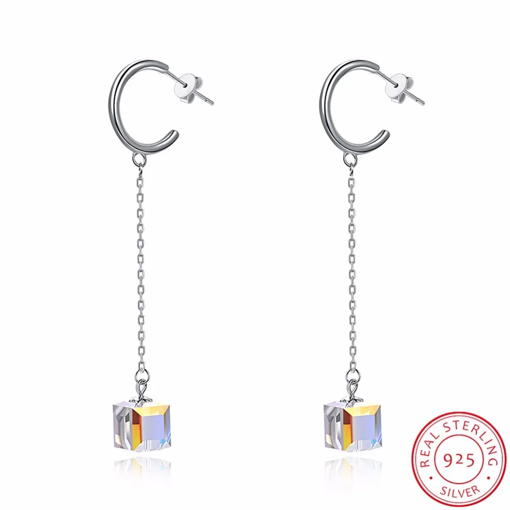 Женские серьги подвески с кристаллами Swarovski из серебра 925 пробы|Серьги-подвески| |