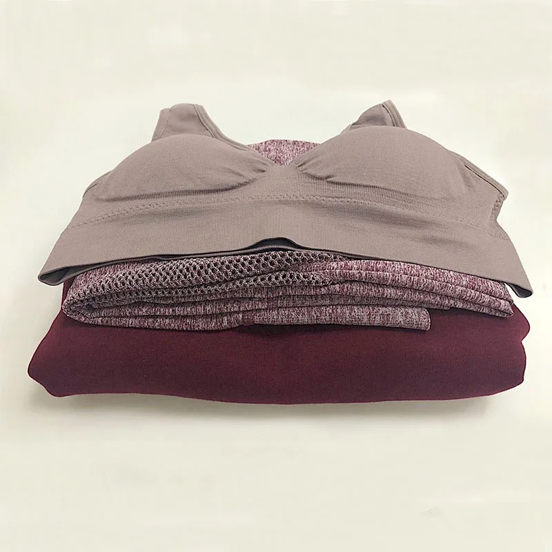 3 шт. женский набор для йоги бега толстовки фитнес-бюстгальтер спортивная одежда