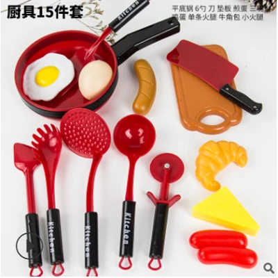 15 Pcs Новинка, 1 комплект, детская микроволновая печь, Детская кухонная игрушка, электрическая со светом, чайник для моделирования, Мелкая бытовая техника, игрушка для игры в повара - Цвет: 15 Pcs