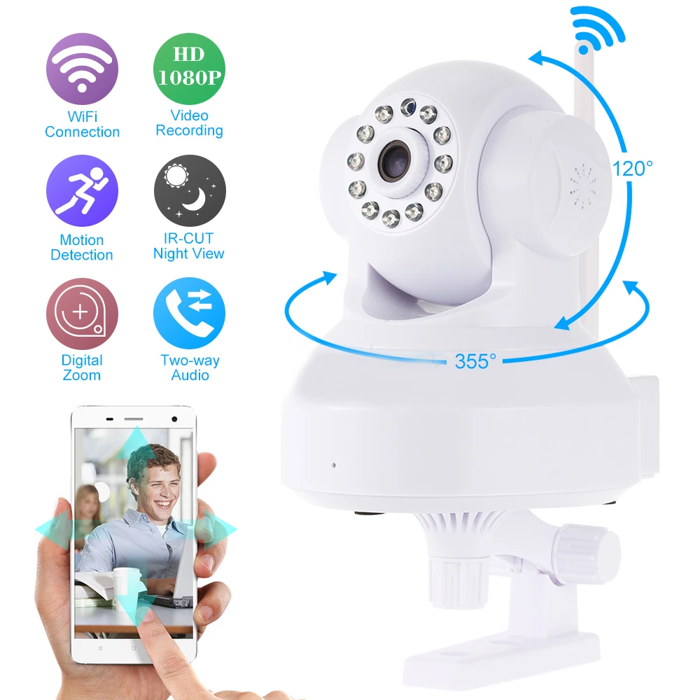 2MP 1080 P мини беспроводной Wi-Fi Детский Монитор видеонаблюдения безопасности