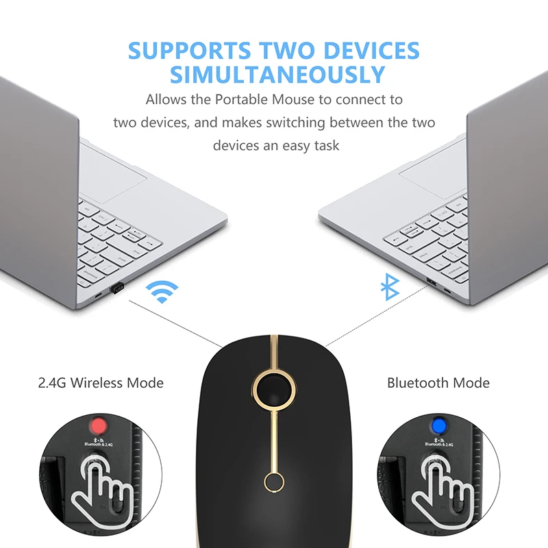 jelly comb 2 4g usb wireless mouse for computer bluetooth compati mouse for ipad laptop 2400 dpi gaming mouse silent mice free global shipping