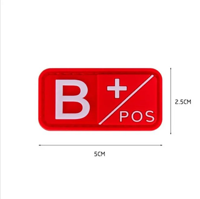 3D ПВХ A+ B+ AB+ O+ Положительный POS A-B-AB-O-отрицательный NEG Тип крови группа патч для одежды Военный резиновый нагрудный знак крючок и петля