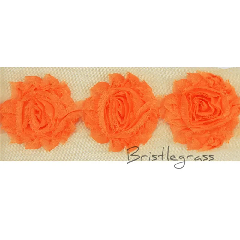Light Tangerine Щетина 1 Ярд 2," потрепанная роза цветок Розетка отделка из сетки, кружева дети повязки на голову аксессуары для волос свадебное платье невесты - Цвет: Light Tangerine