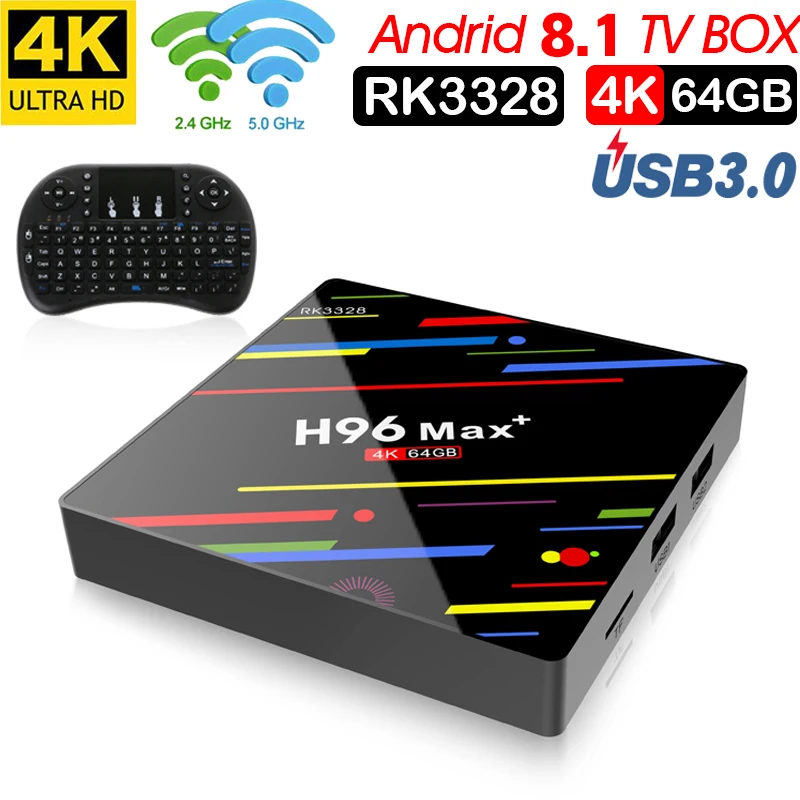 H96 MAX Plus ТВ приставка Android 8 1 4 Гб 64 смарт RK3328 четырехъядерный 5g Wifi k H.265 медиаплеер