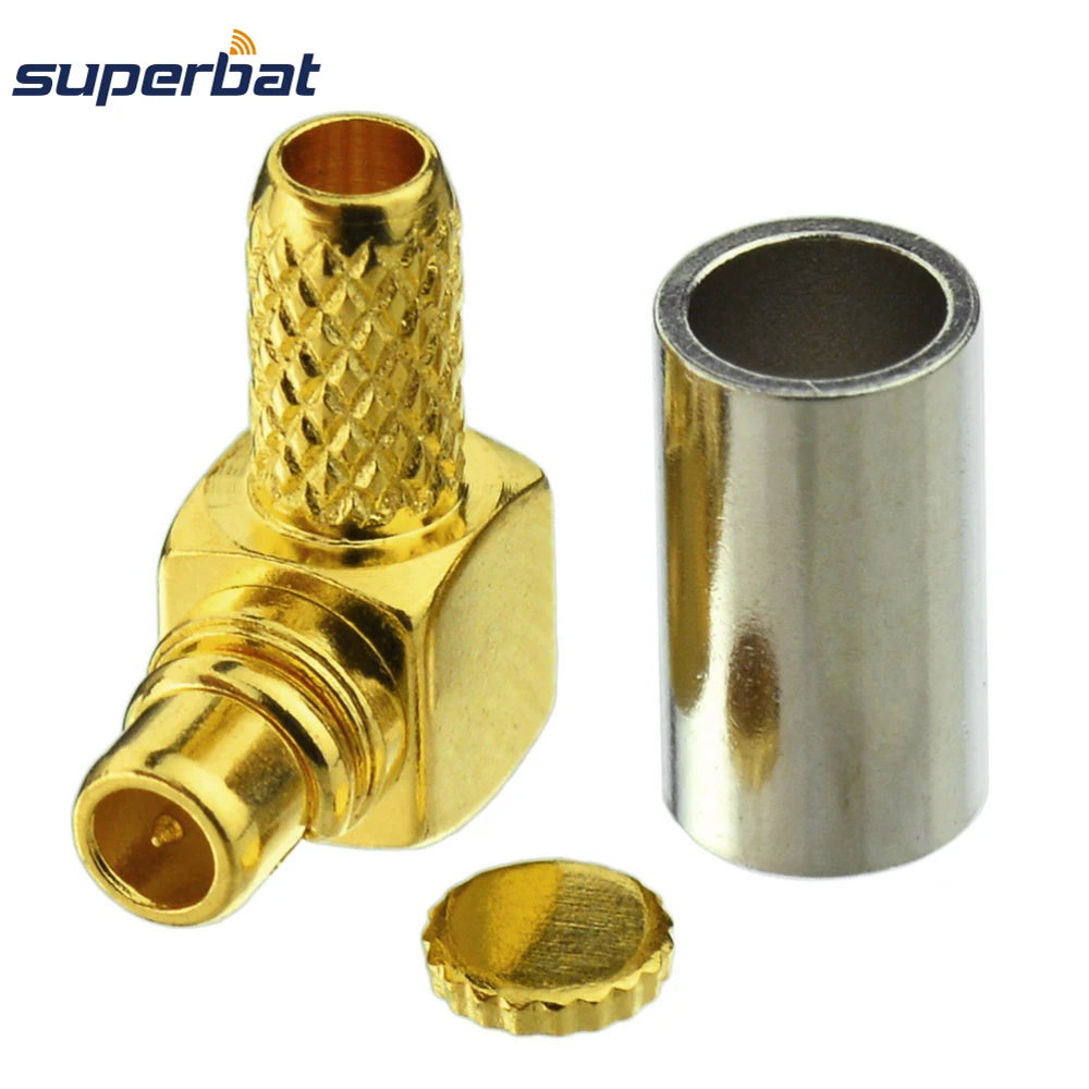 Superbat 10pcs MMCX Crimp Male Right Angle RF Connector for Coaxial Cable RG174,RG316,LMR100 Free Shipping