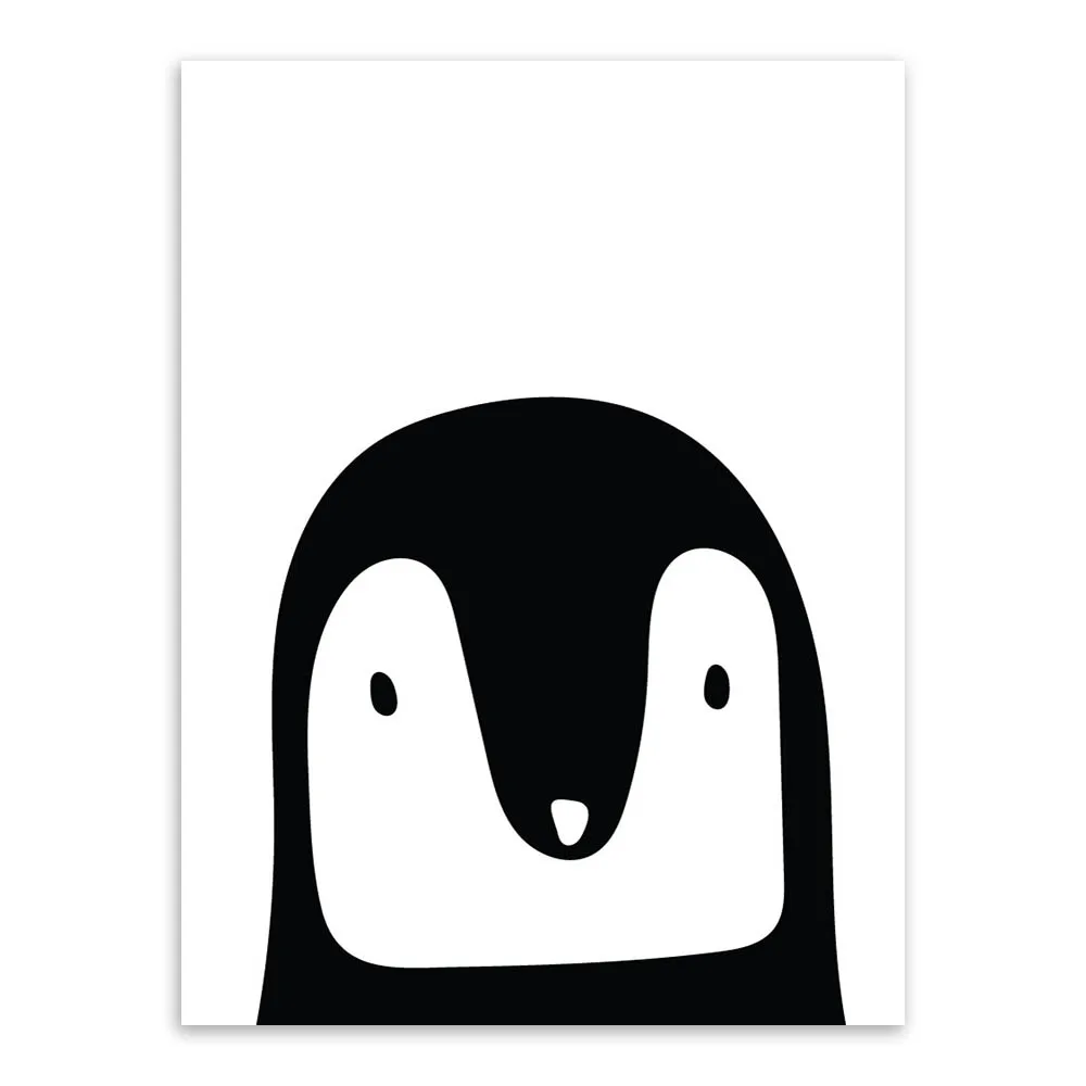 Черно-белые Kawaii животные Медведь Кролик постеры принты скандинавские детские комнаты настенные художественные картины Домашний декор холст живопись без рамки