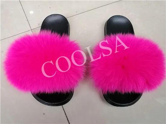as picture shows COOLSA/Новинка; женская пушистая лиса; меховые тапочки; женская обувь для отдыха на море; модные плюшевые меховые Вьетнамки; Повседневная Домашняя обувь на плоской подошве; Лидер продаж - Цвет: as picture shows