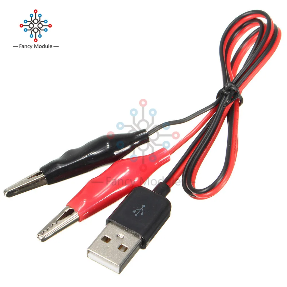 Зажим с зажимом типа Аллигатор USB разъем адаптер питания кабель 60 см крокодил тестовый зажим