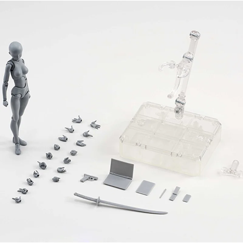 woman gray Фигура Figma KUN ПВХ фигурка тела CHAN DX набор Archetype кукла для взрослых Серый Черный Цвет фигурка Коллекционная модель игрушки 15 см - Цвет: woman gray