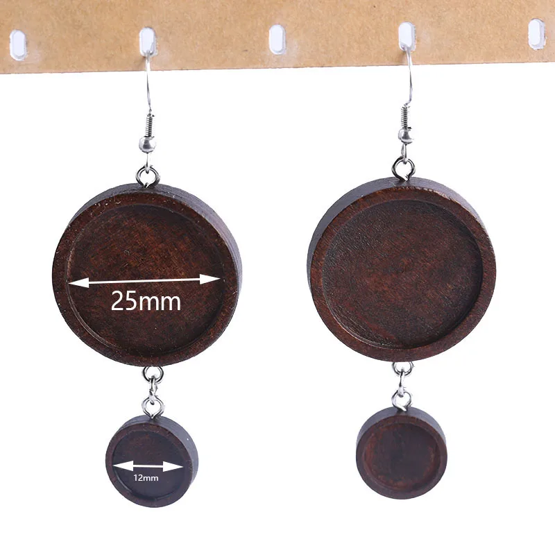 

onwear 5pairs fit 12mm 25mm cabochon wood earring base diy blank cameo bezel settings for earrings making accessories