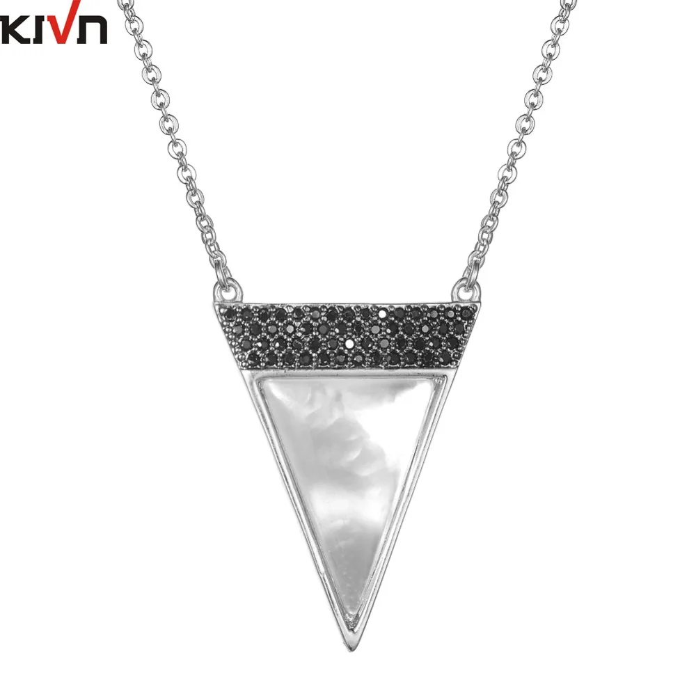 Womens Fashion Jewelry Triangle Mother of Pearl Pave CZ Cubic Zirconia Necklaces for Girls Birthday Gifts 6pcs Lot Wholesale | Украшения и