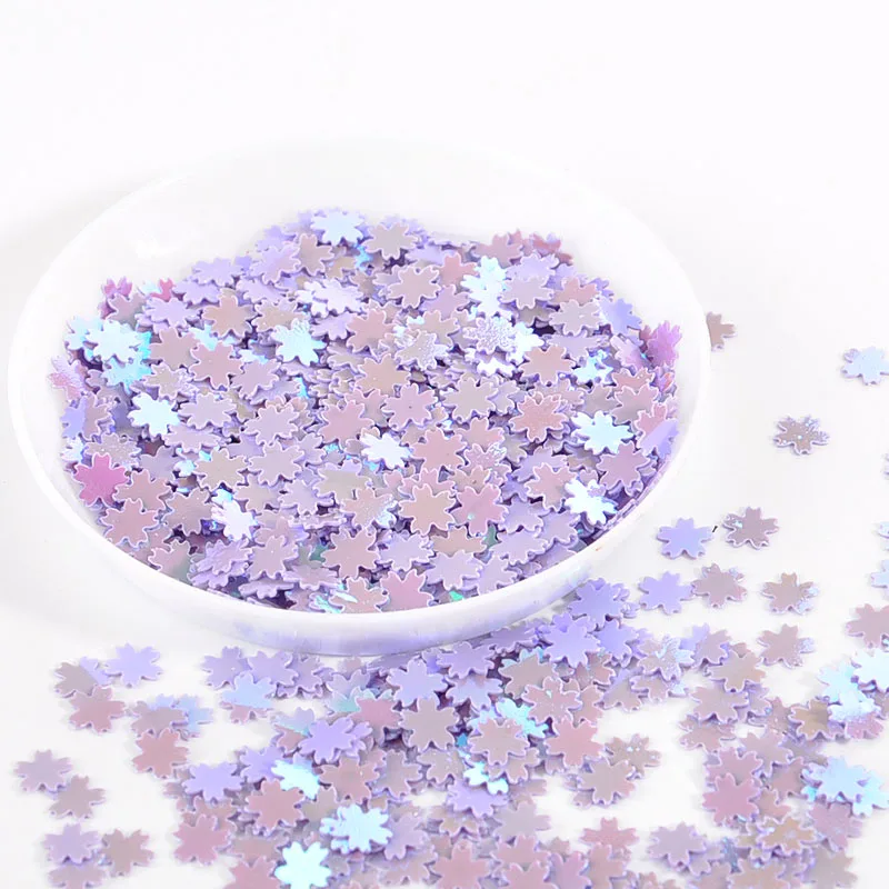 AB Purple 10g розовый Сакура Блеск Конфетти из блесток DIY Craft вещи 5 мм голубые Cherry Blossom УФ-украшение из эпоксидной смолы Jewelry заполнения пайетками - Цвет: AB Purple