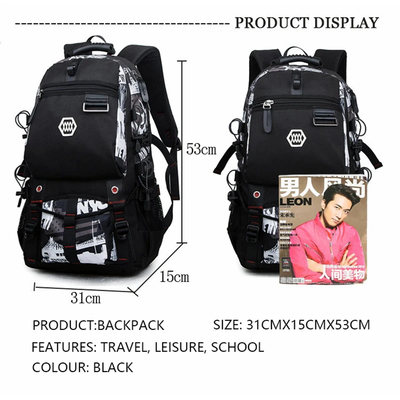 JKBW USB Charging 15.6'' Laptop Backpack Traveling Large Capacity Versatile Utility for Men | Багаж и сумки