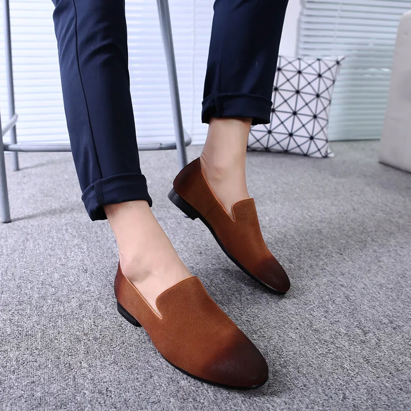 Мужские лоферы повседневные Оксфордские туфли заостренный носок плоские