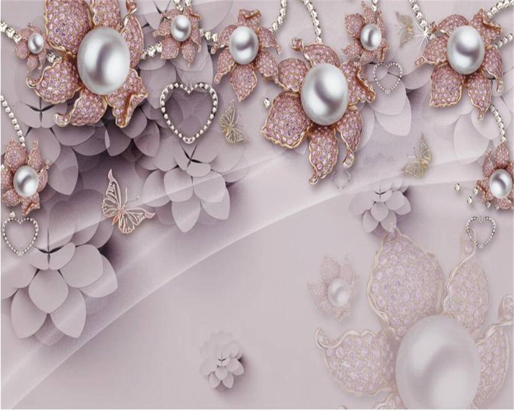 3D обои стерео красивые роскошные ювелирные украшения цветы мягкая стена ТВ фон