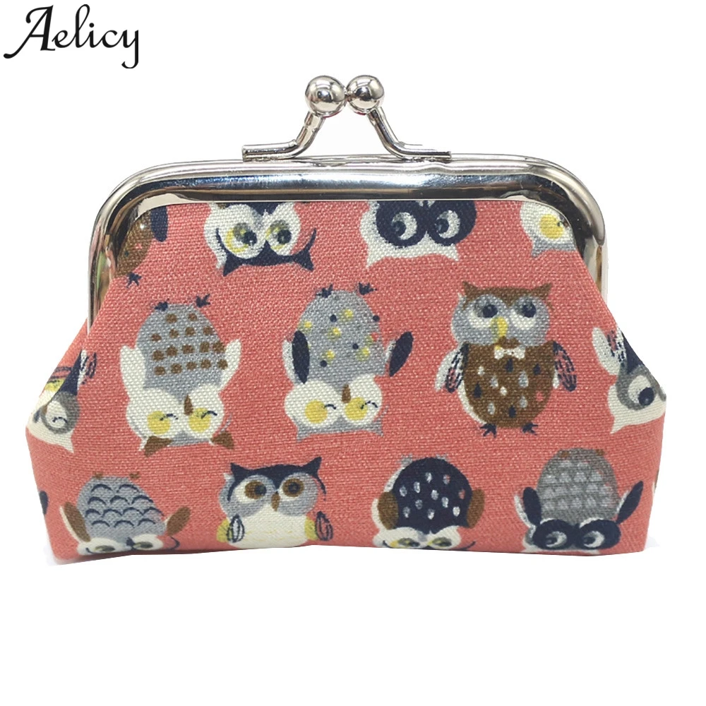 Женский мини кошелек Aelicy короткий с принтом Совы и квадратными отделениями для