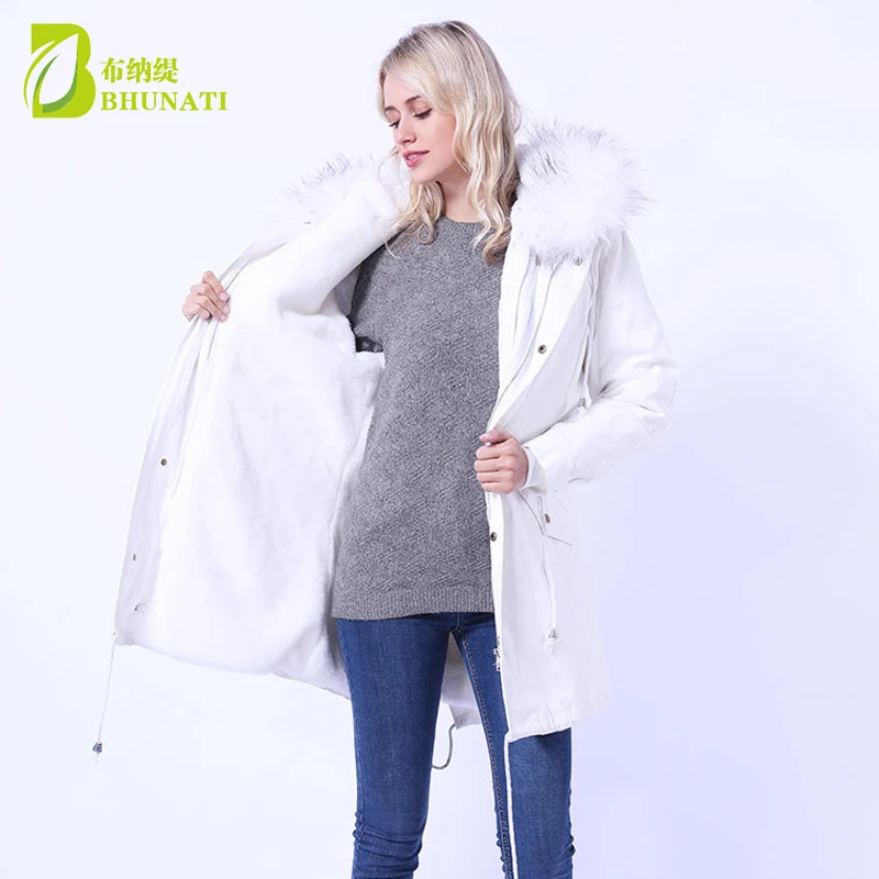 Женская зимняя теплая куртка съемная меховая подкладка с длинным рукавом