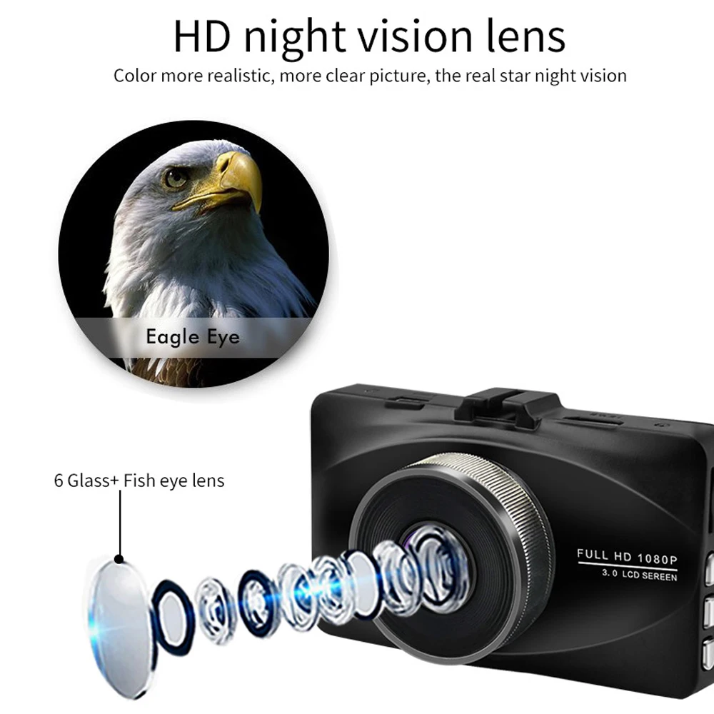 3 0 дюймовый Автомобильный видеорегистратор 1080P Full HD 170 градусов HDMI видеокамера g